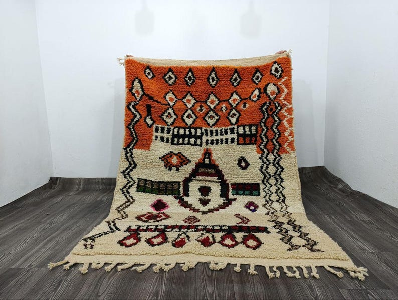 Grand Tapis Berbère Marocain Fait Main 250 × 150 cm – Artisanat Traditionnel IZRI