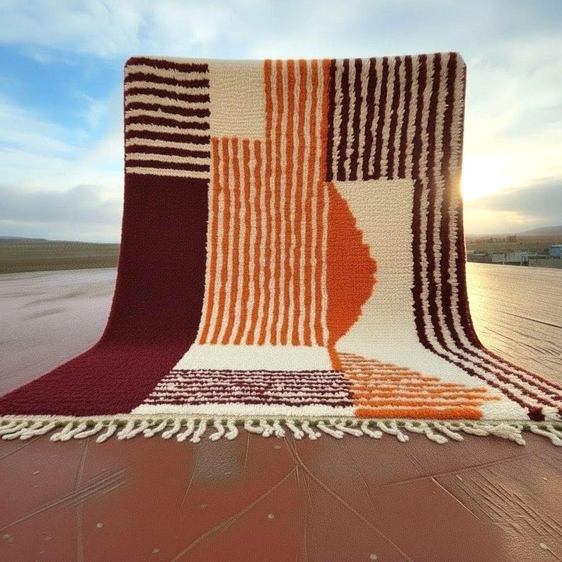 Grand Tapis Berbère Marocain Fait Main 250 × 150 cm – Artisanat Traditionnel IZRI