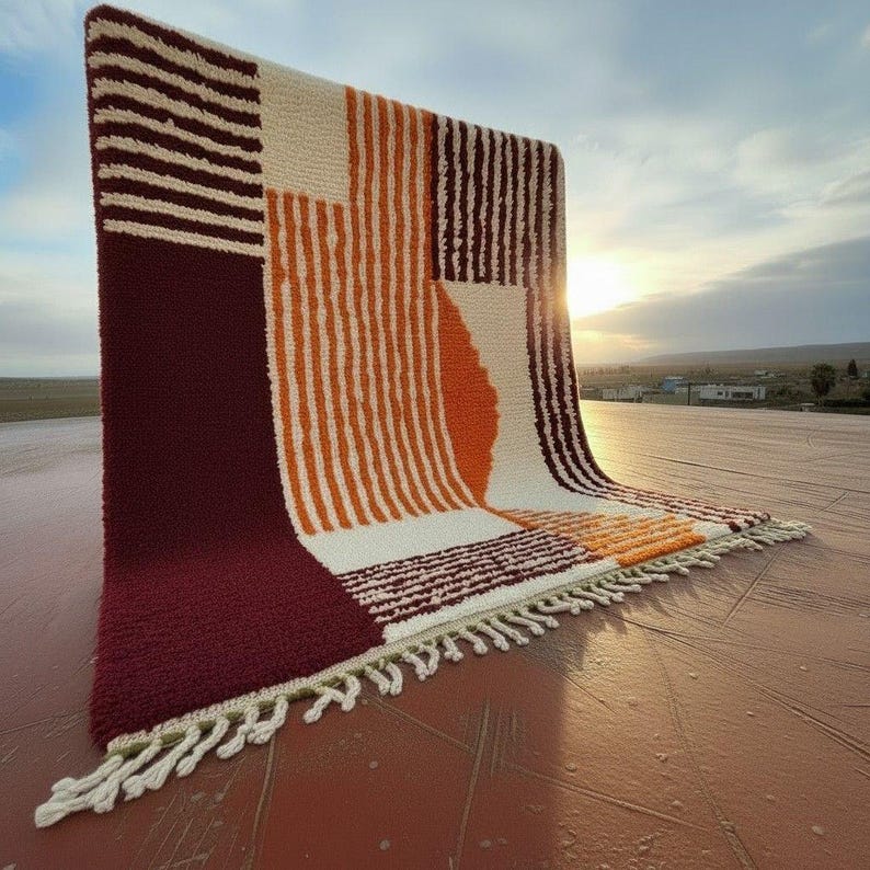 Grand Tapis Berbère Marocain Fait Main 250 × 150 cm – Artisanat Traditionnel IZRI