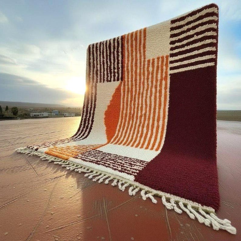 Grand Tapis Berbère Marocain Fait Main 250 × 150 cm – Artisanat Traditionnel IZRI